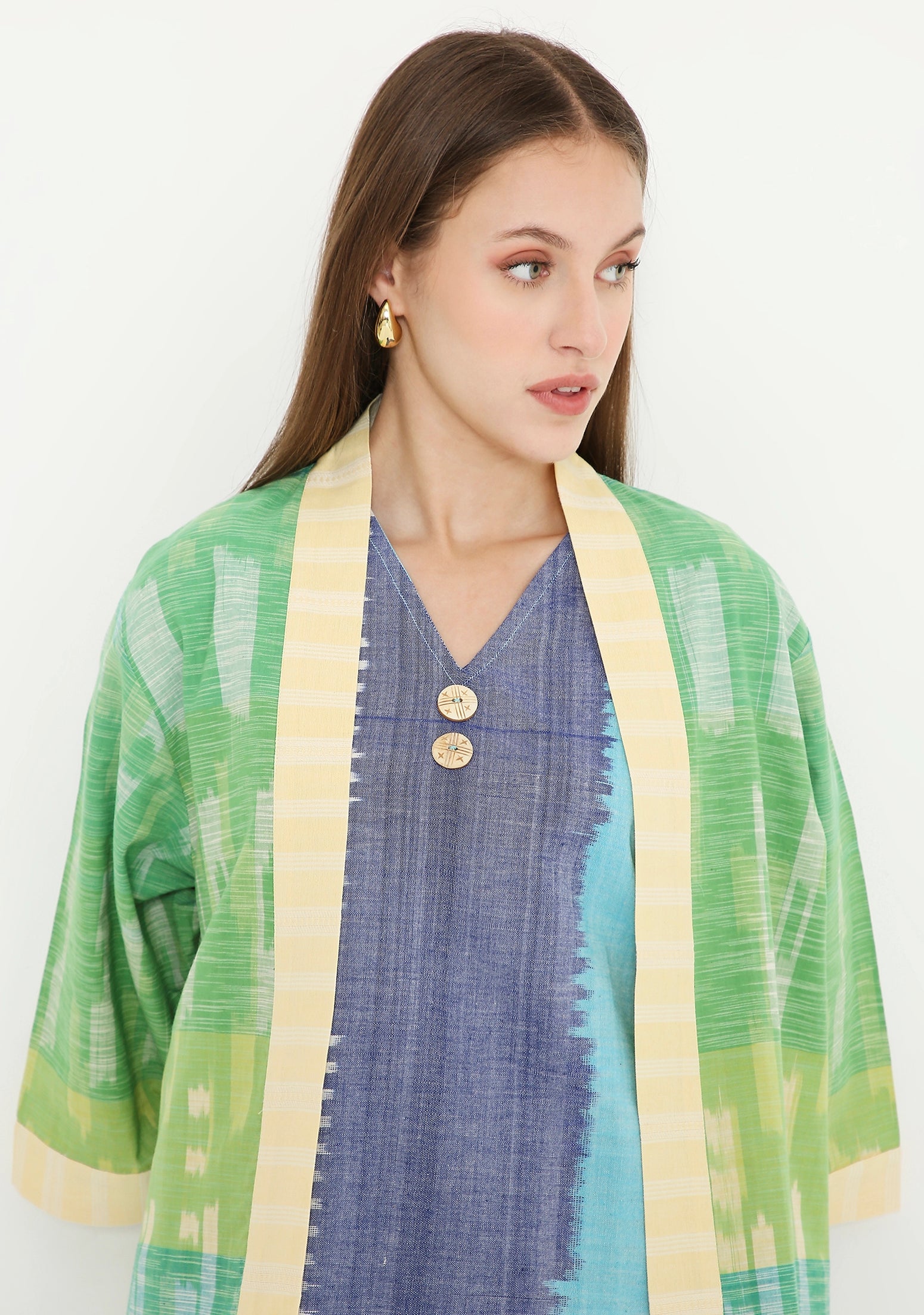 Handwoven Ikat Cotton Kimono Jacket - Main Image