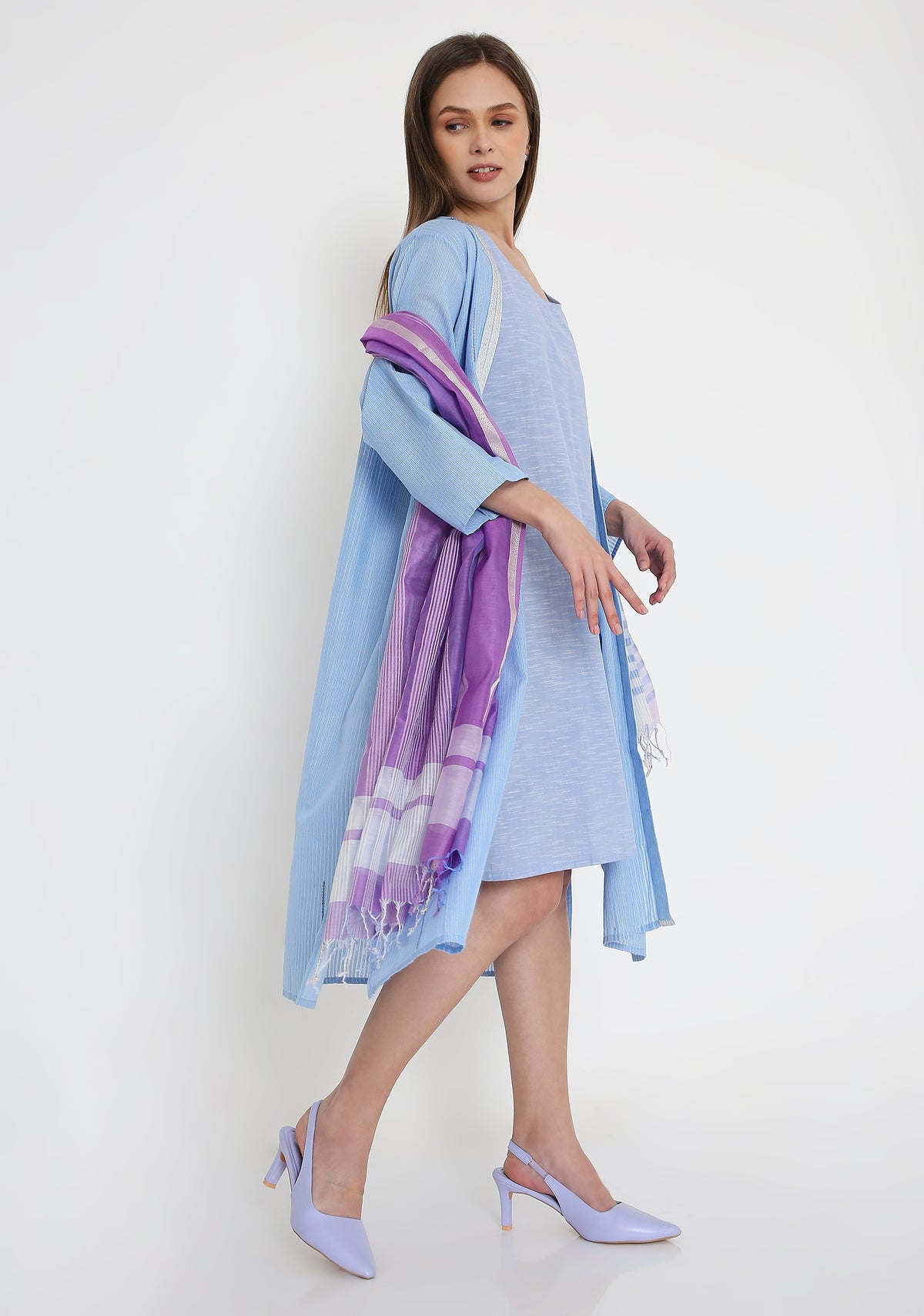Handwoven Maheshwari Cotton  Cape with Slip