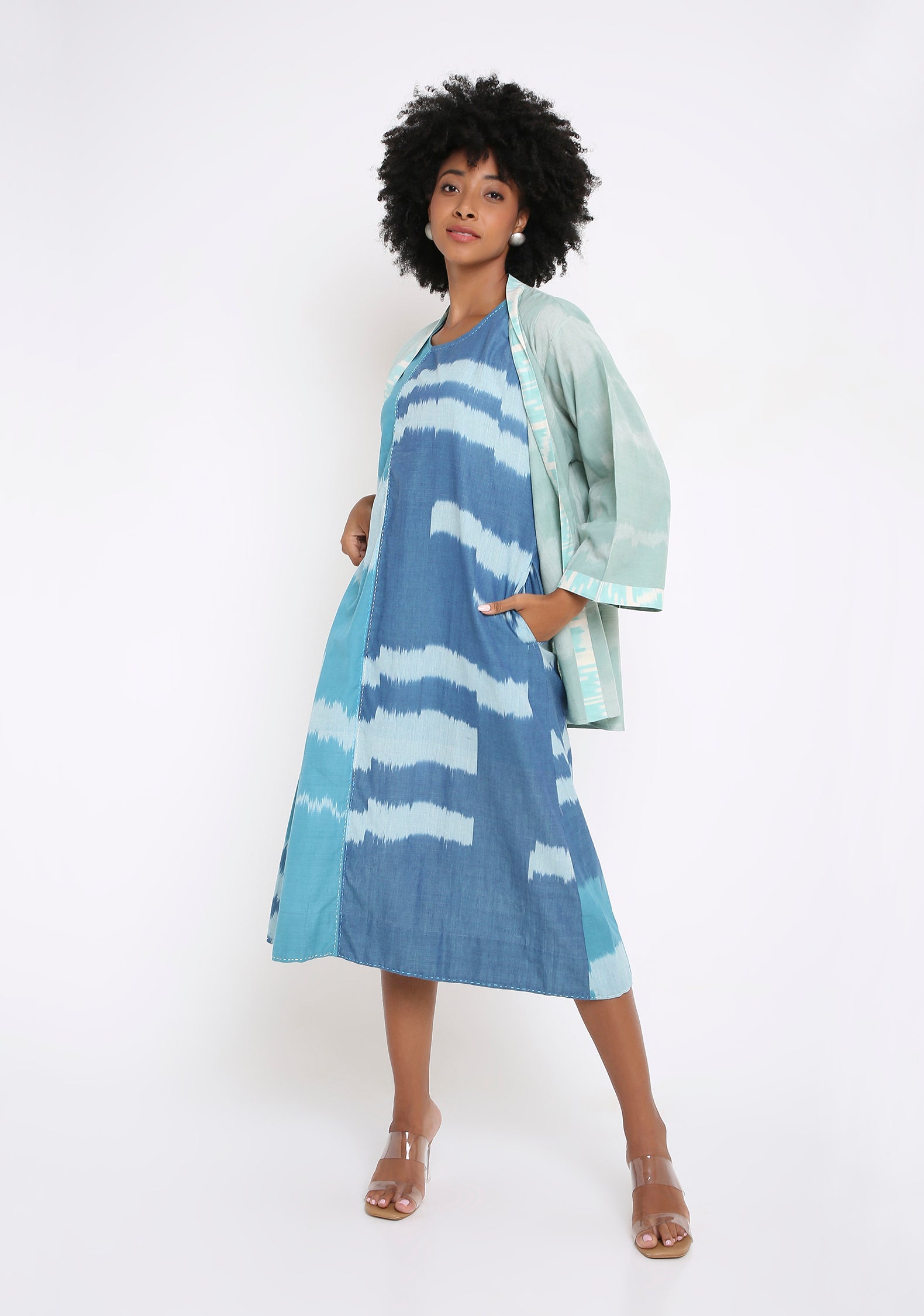 Handwoven Ikat Cotton Dress.