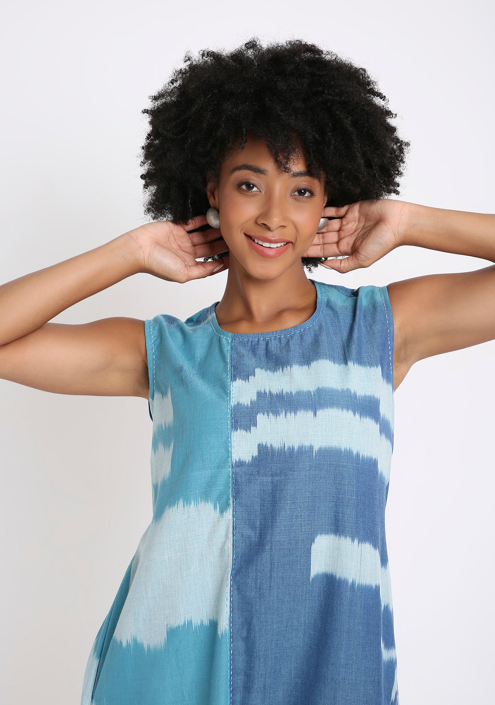 Handwoven Ikat Cotton Dress.