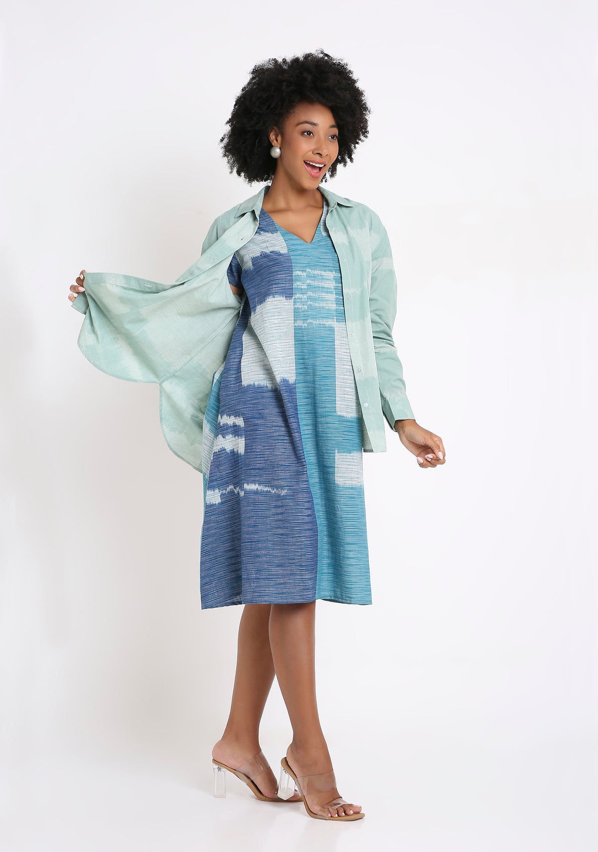 Handwoven Ikat Cotton Dress.