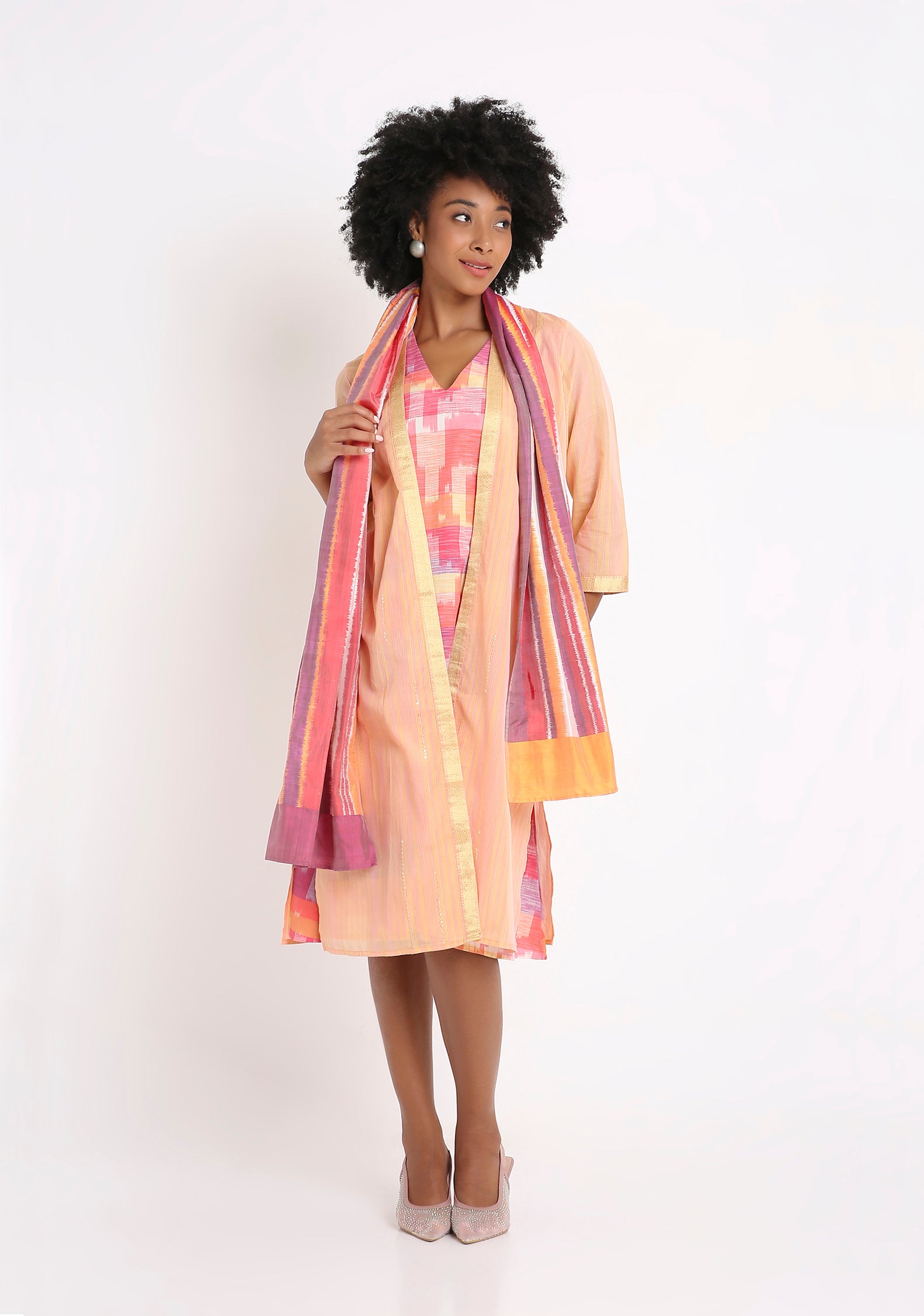 Handwoven Maheshwari Cotton Cape.