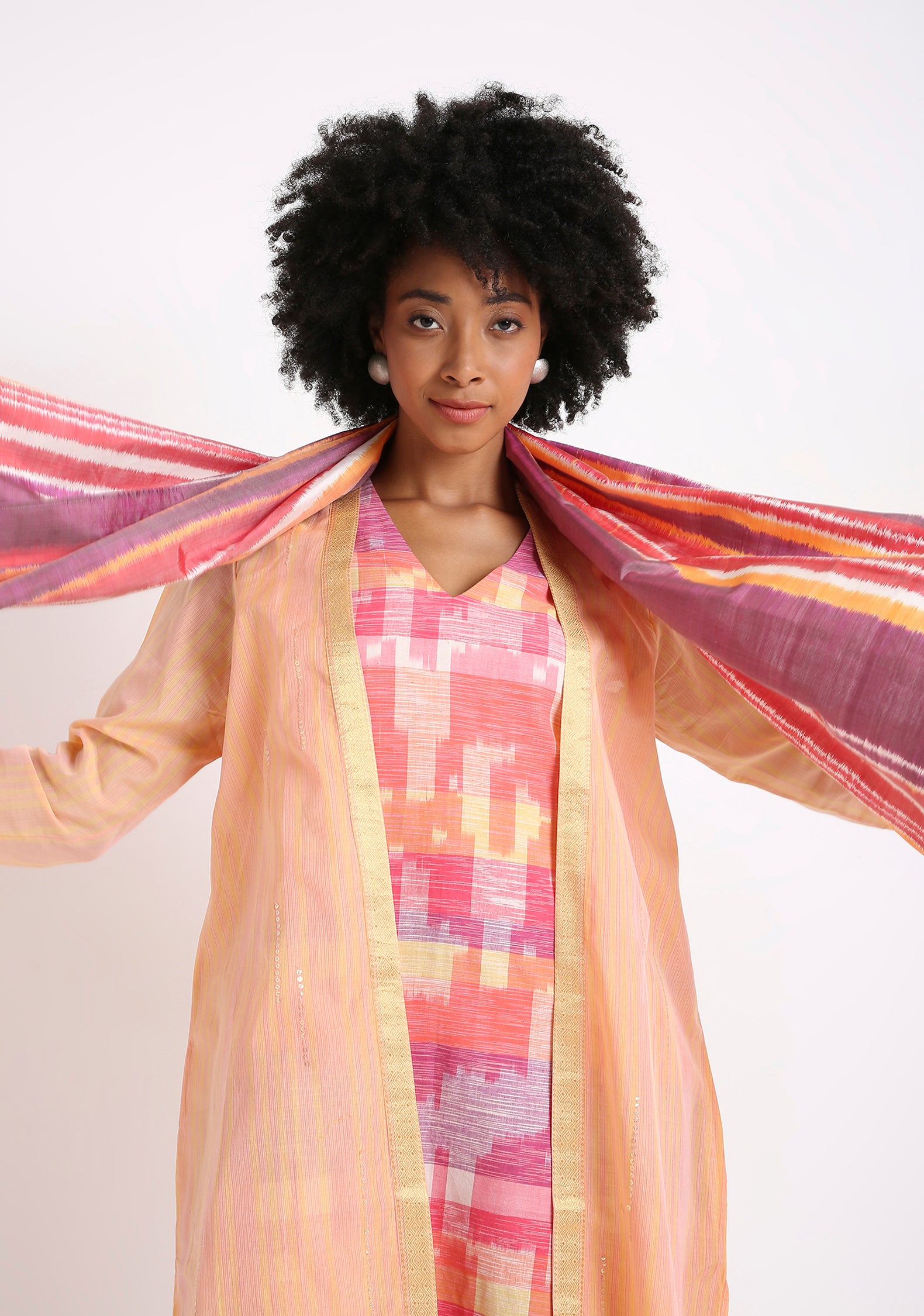 Handwoven Maheshwari Cotton Cape.