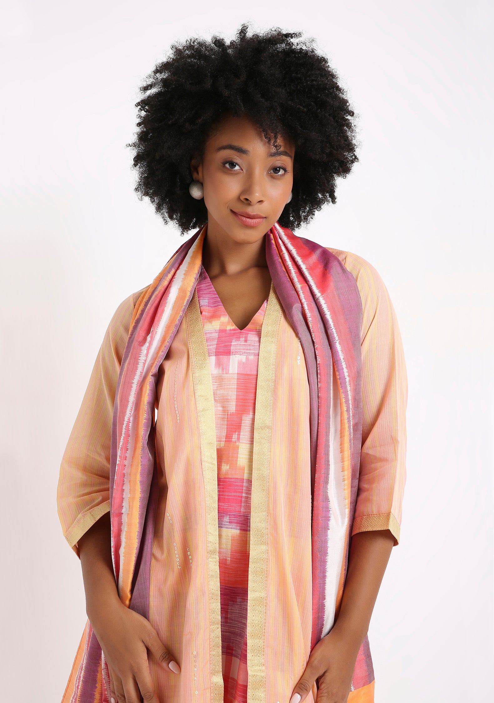 Handwoven Maheshwari Cotton Cape.