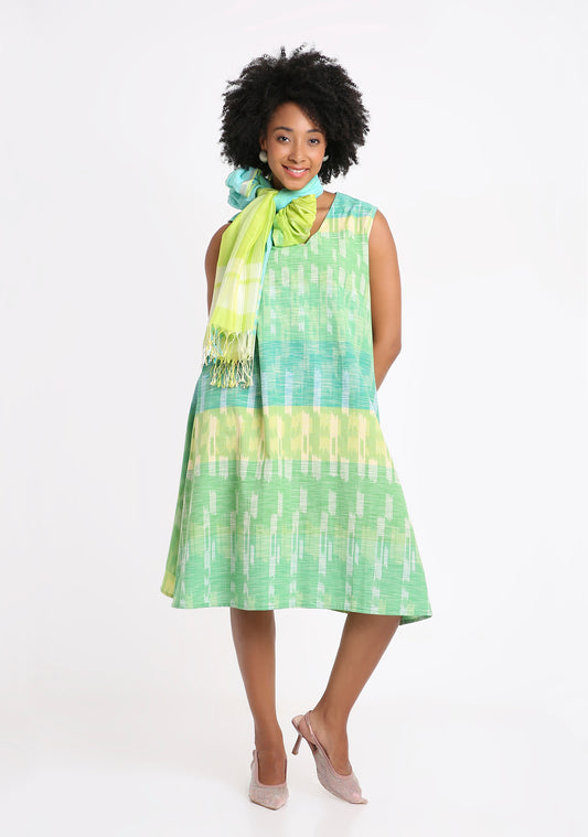 Handwoven Ikat Cotton Dress 1580