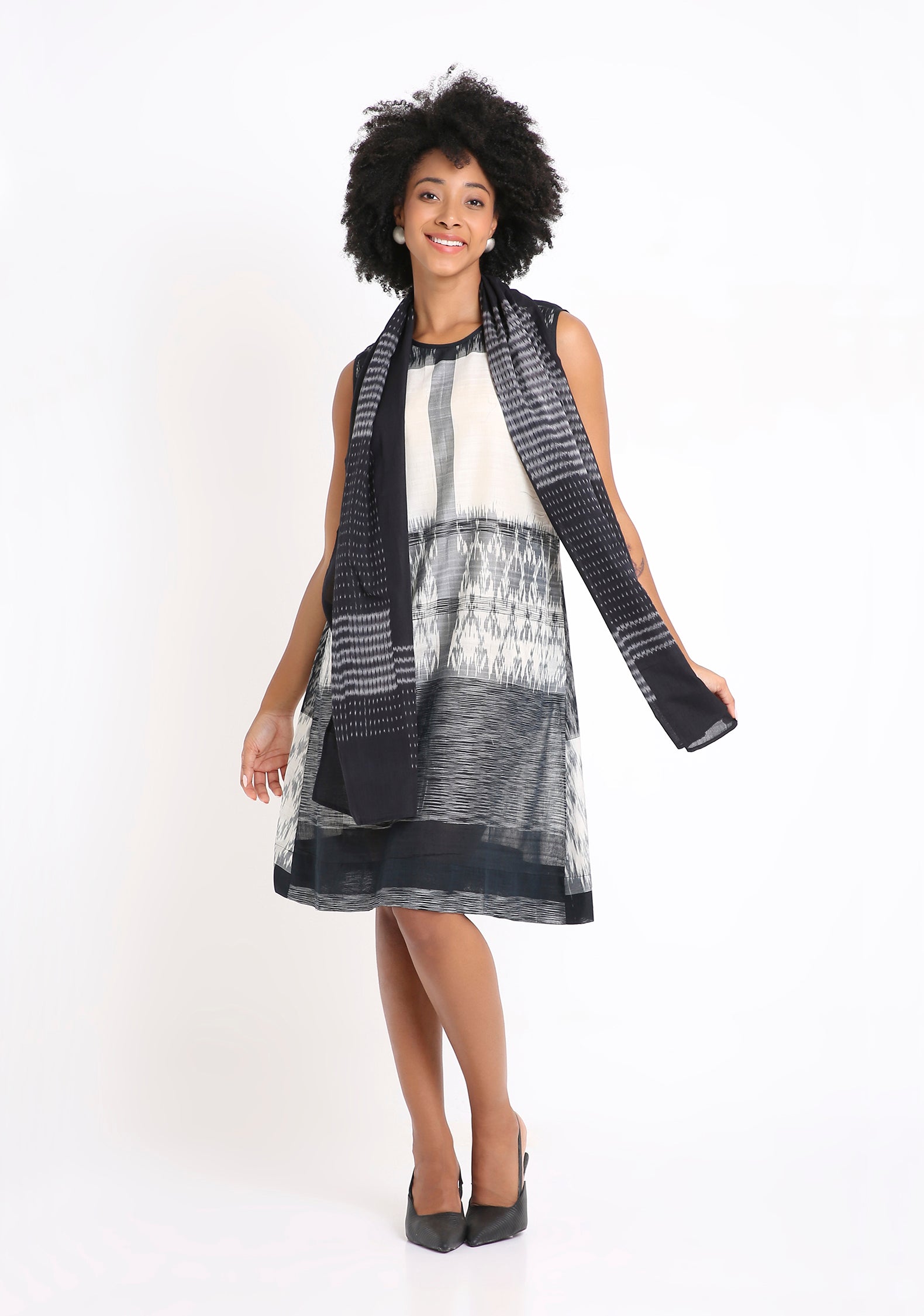Handwoven Ikat Cotton Dress.
