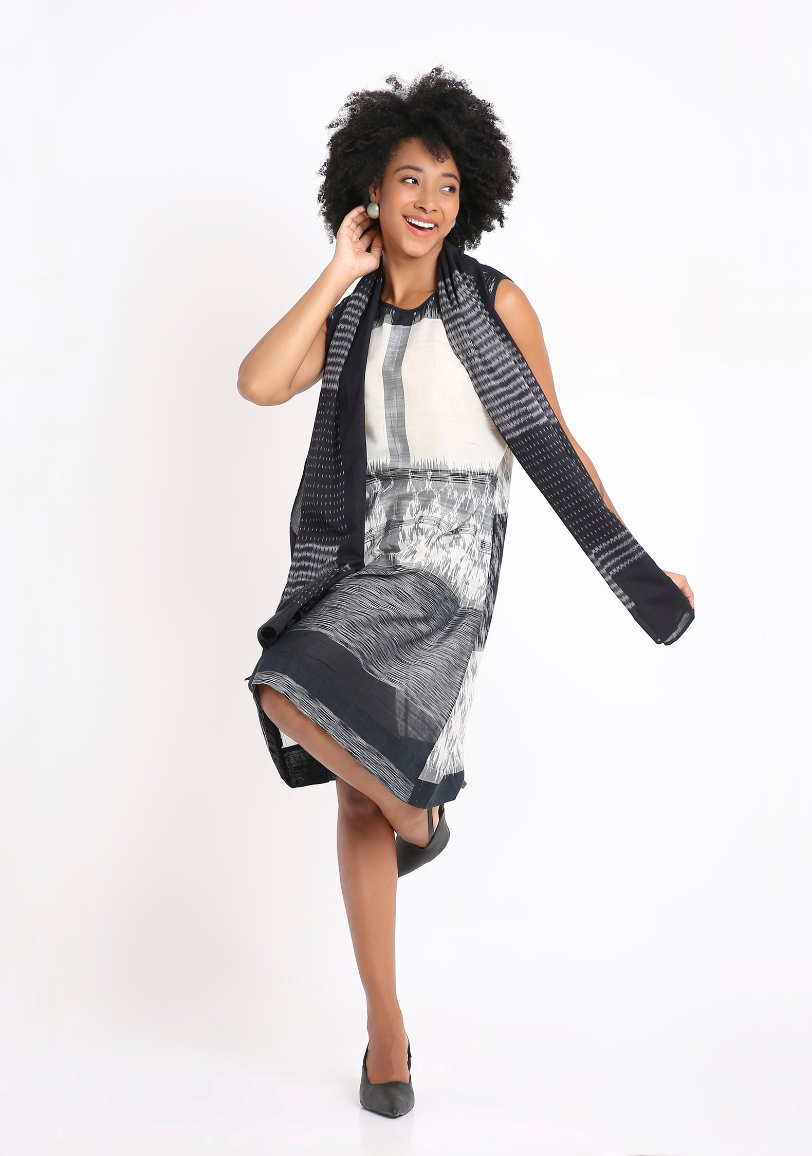 Handwoven Ikat Cotton Dress.