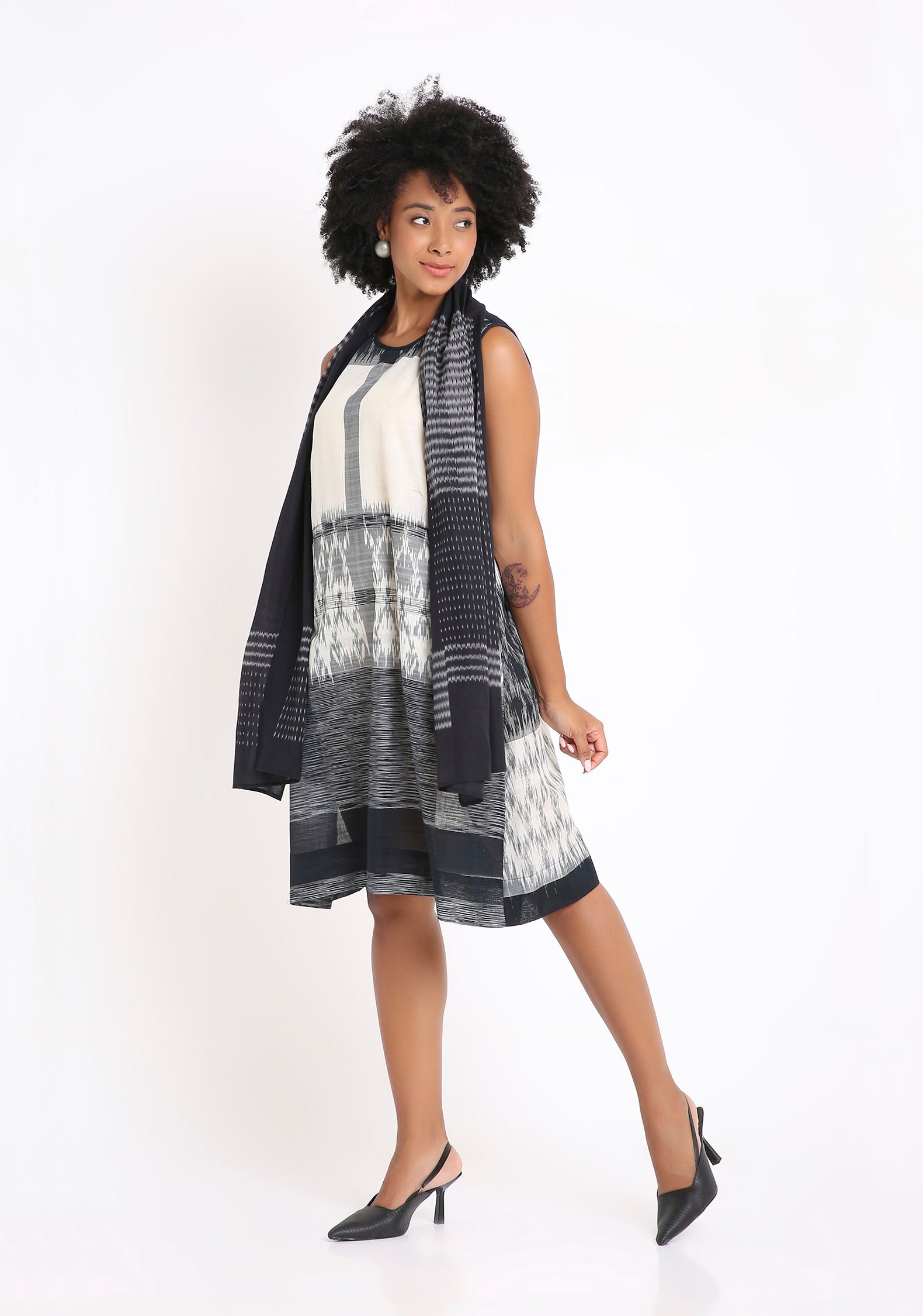 Handwoven Ikat Cotton Dress.