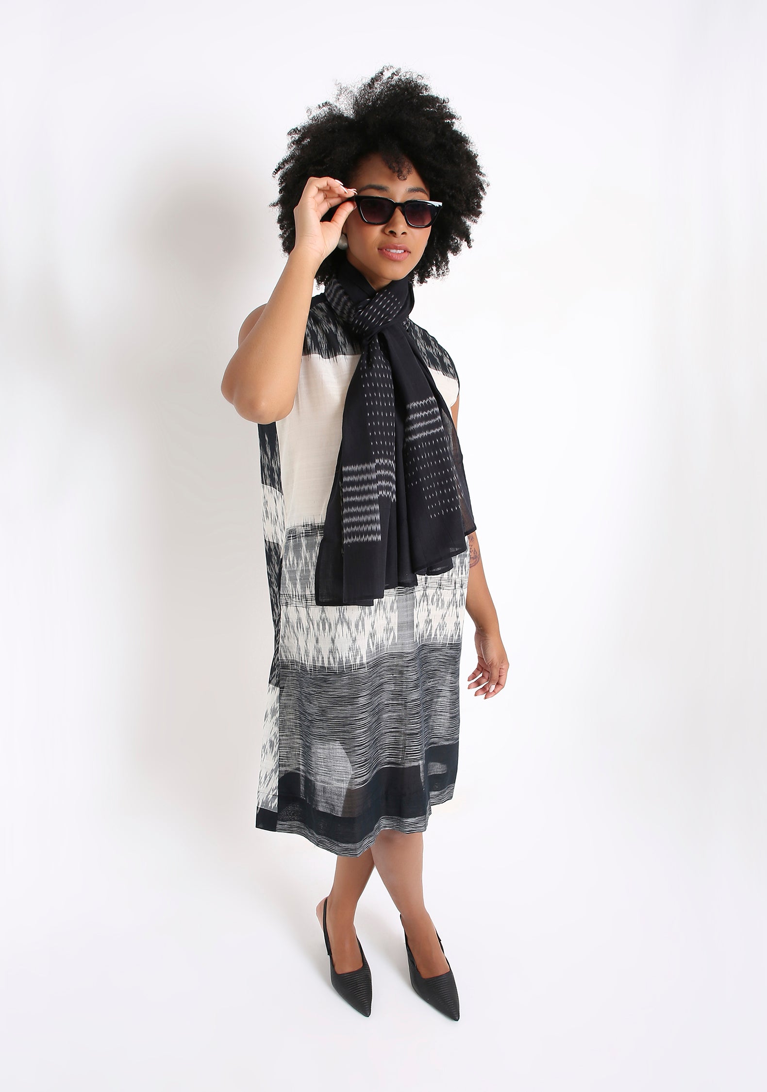Handwoven Ikat Cotton Dress.