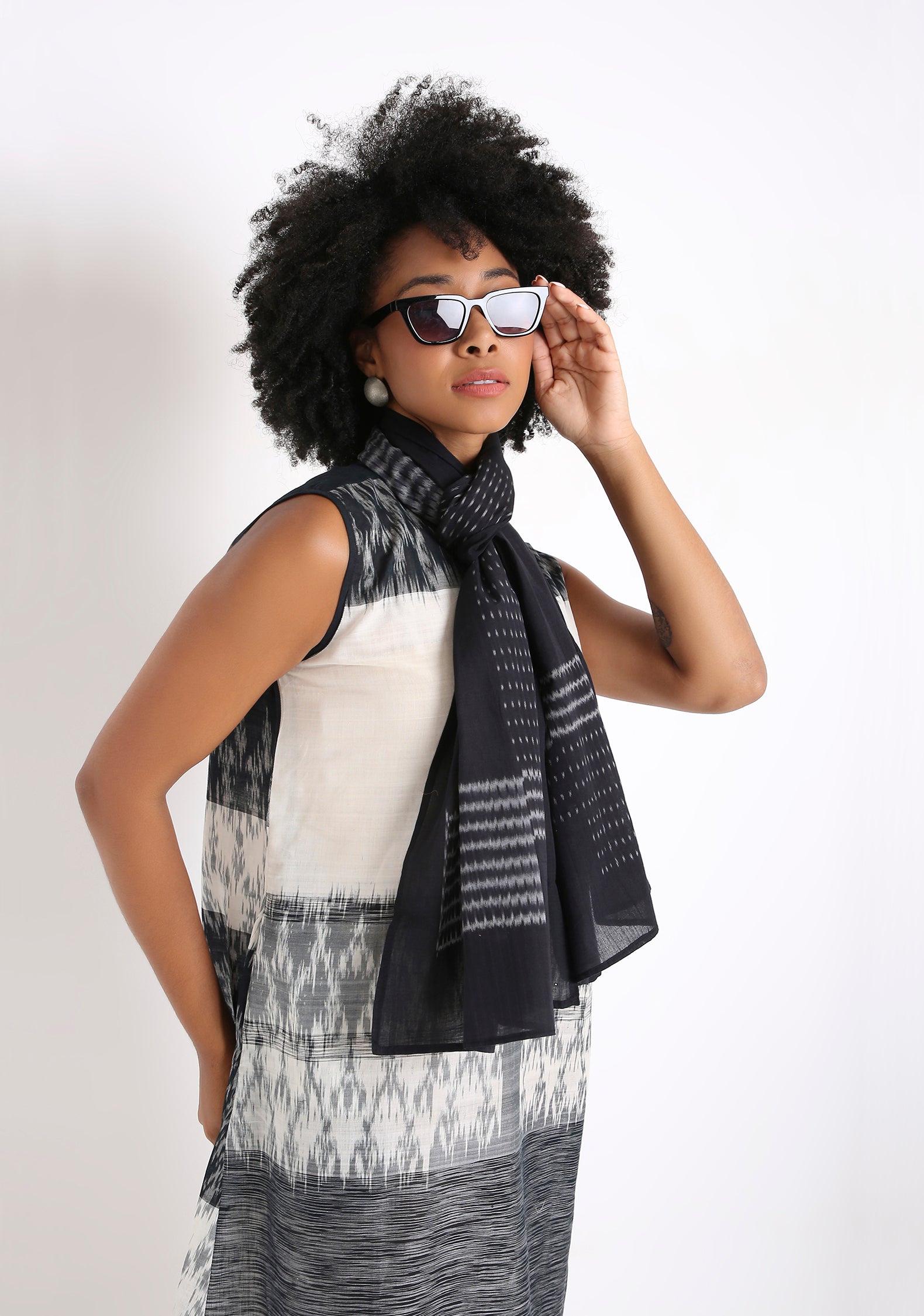 Handwoven Ikat Cotton Dress.