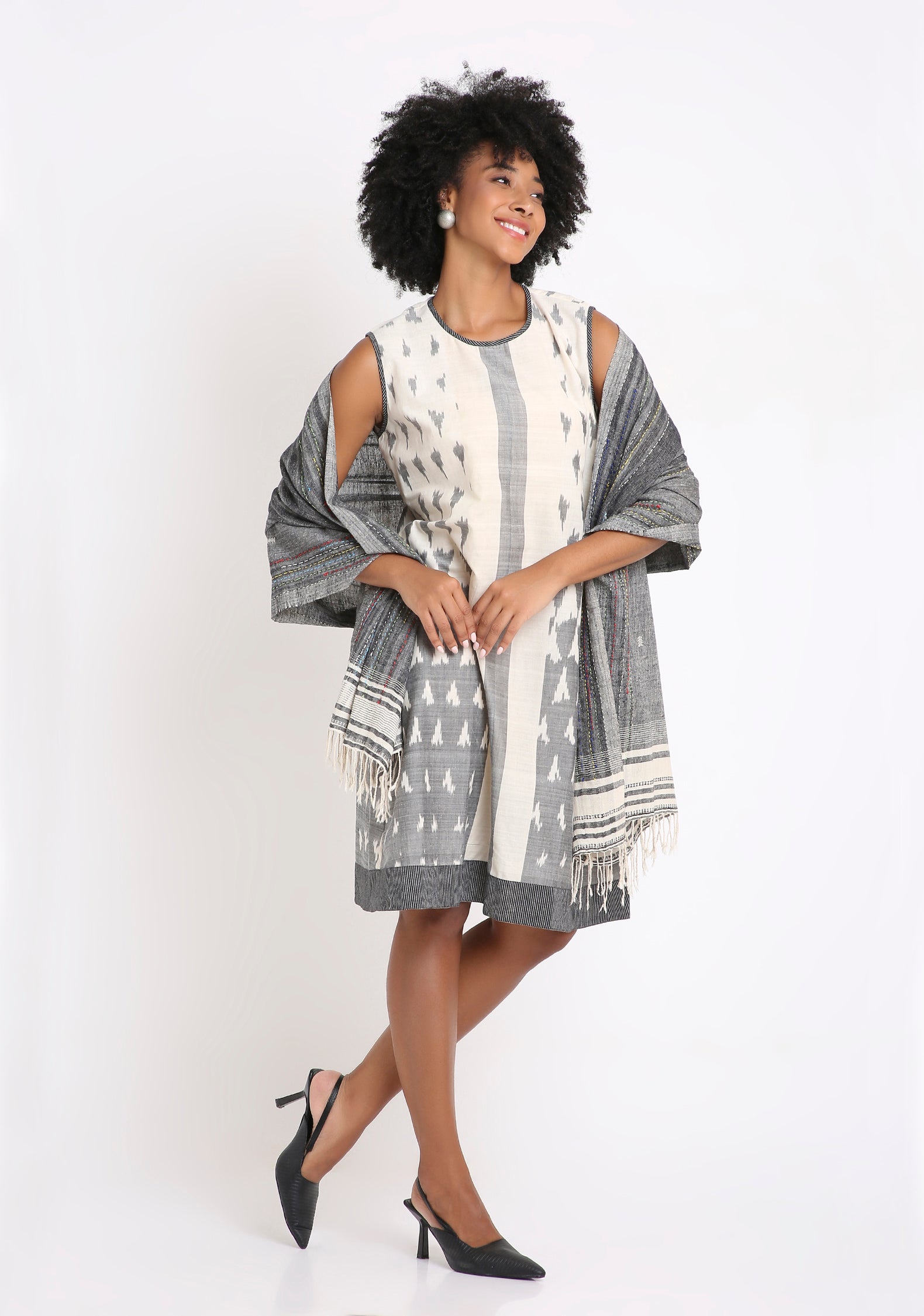 Handwoven Ikat Cotton Dress.