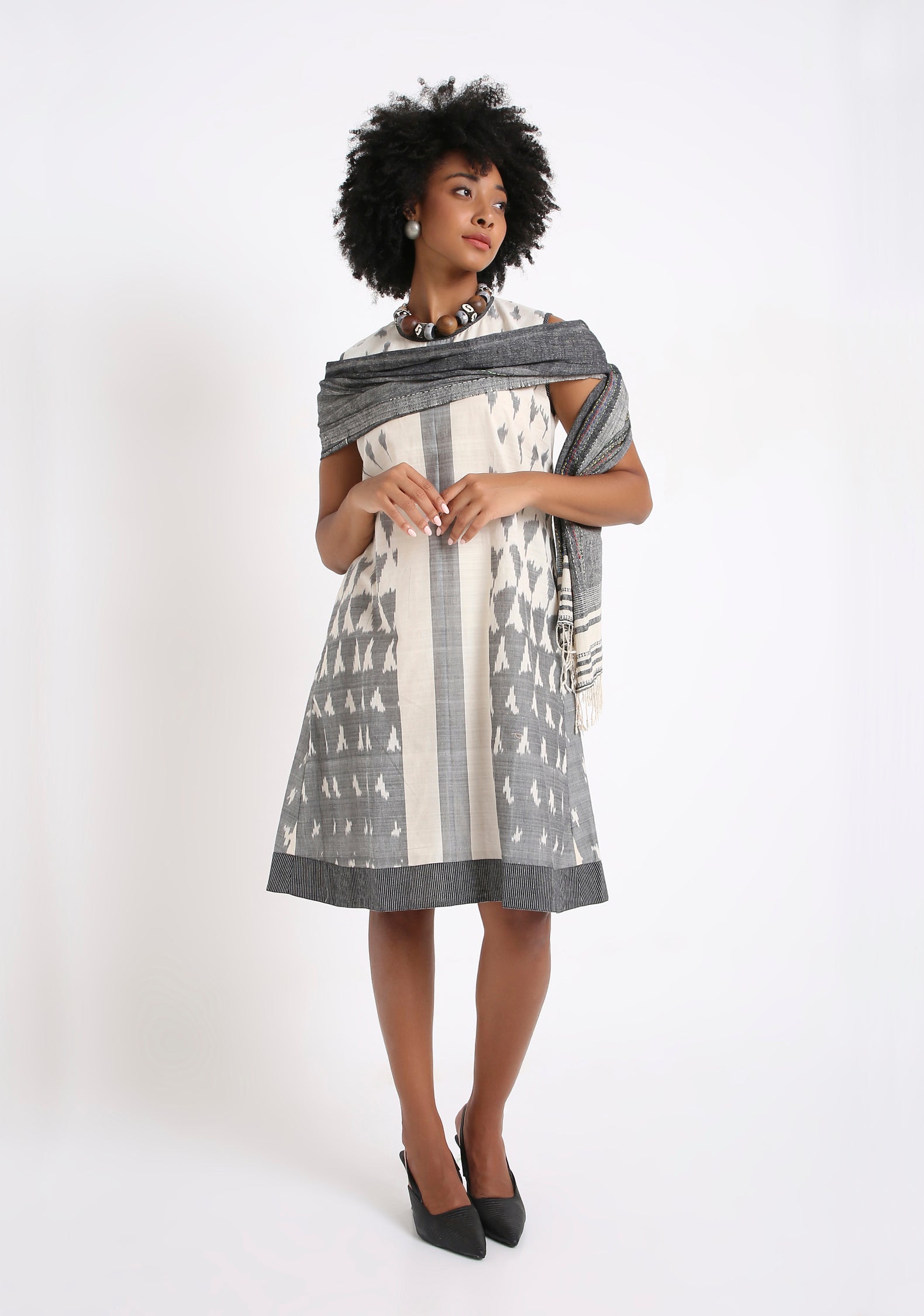 Handwoven Ikat Cotton Dress.