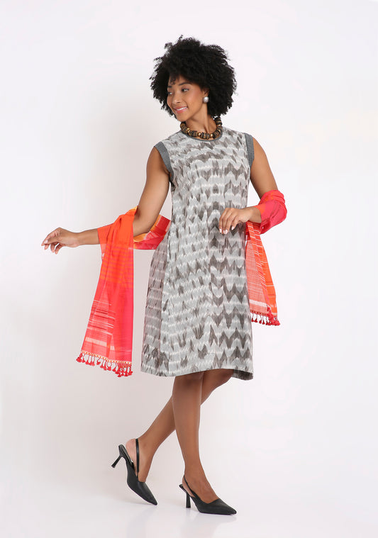 Handwoven Ikat Cotton Dress with  Natural Dyed. 1580