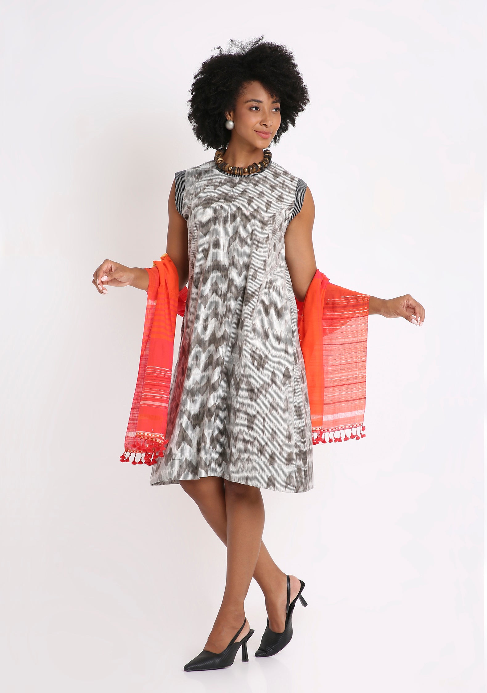 Handwoven Ikat Cotton Dress with  Natural Dyed.