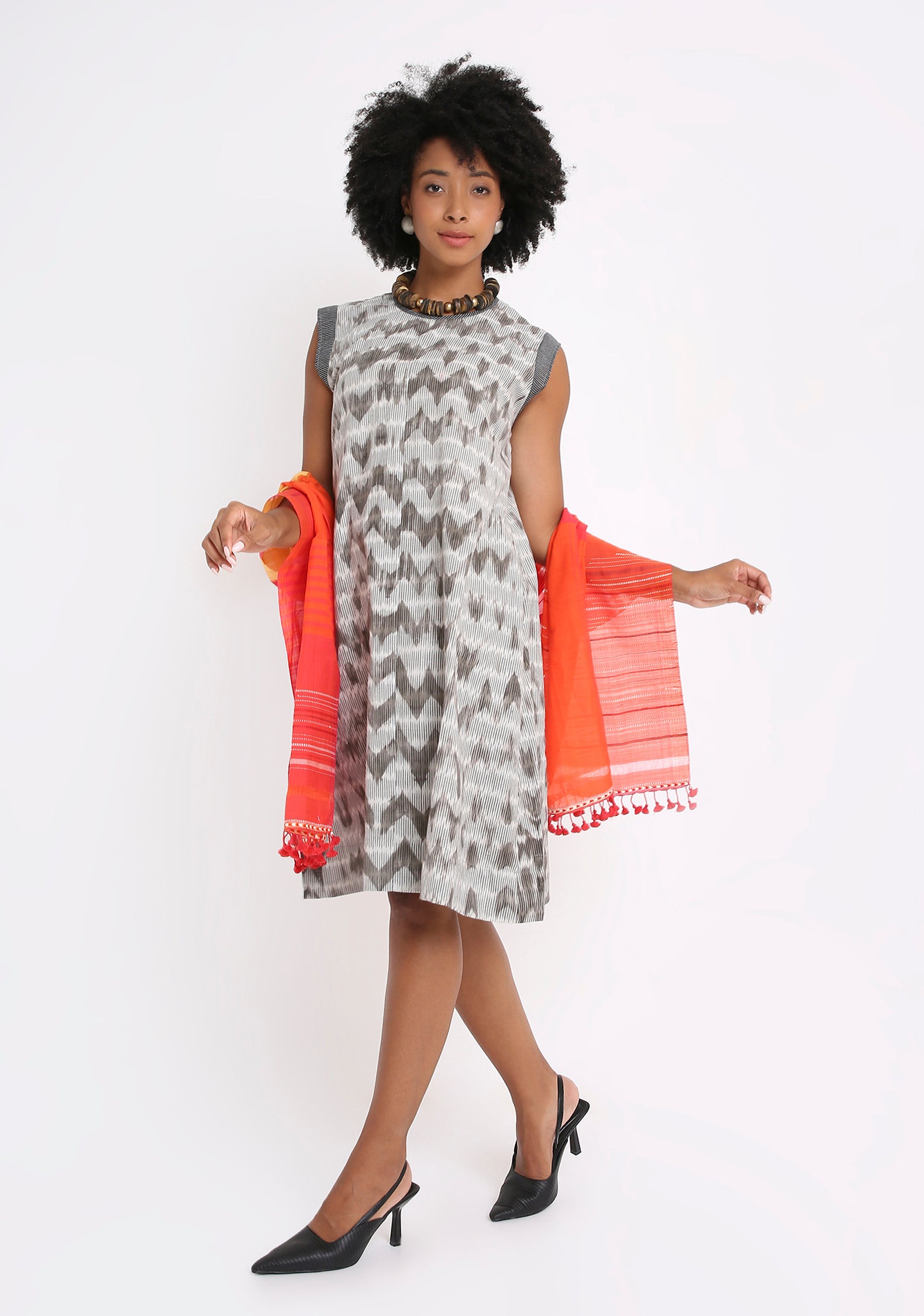 Handwoven Ikat Cotton Dress with  Natural Dyed.