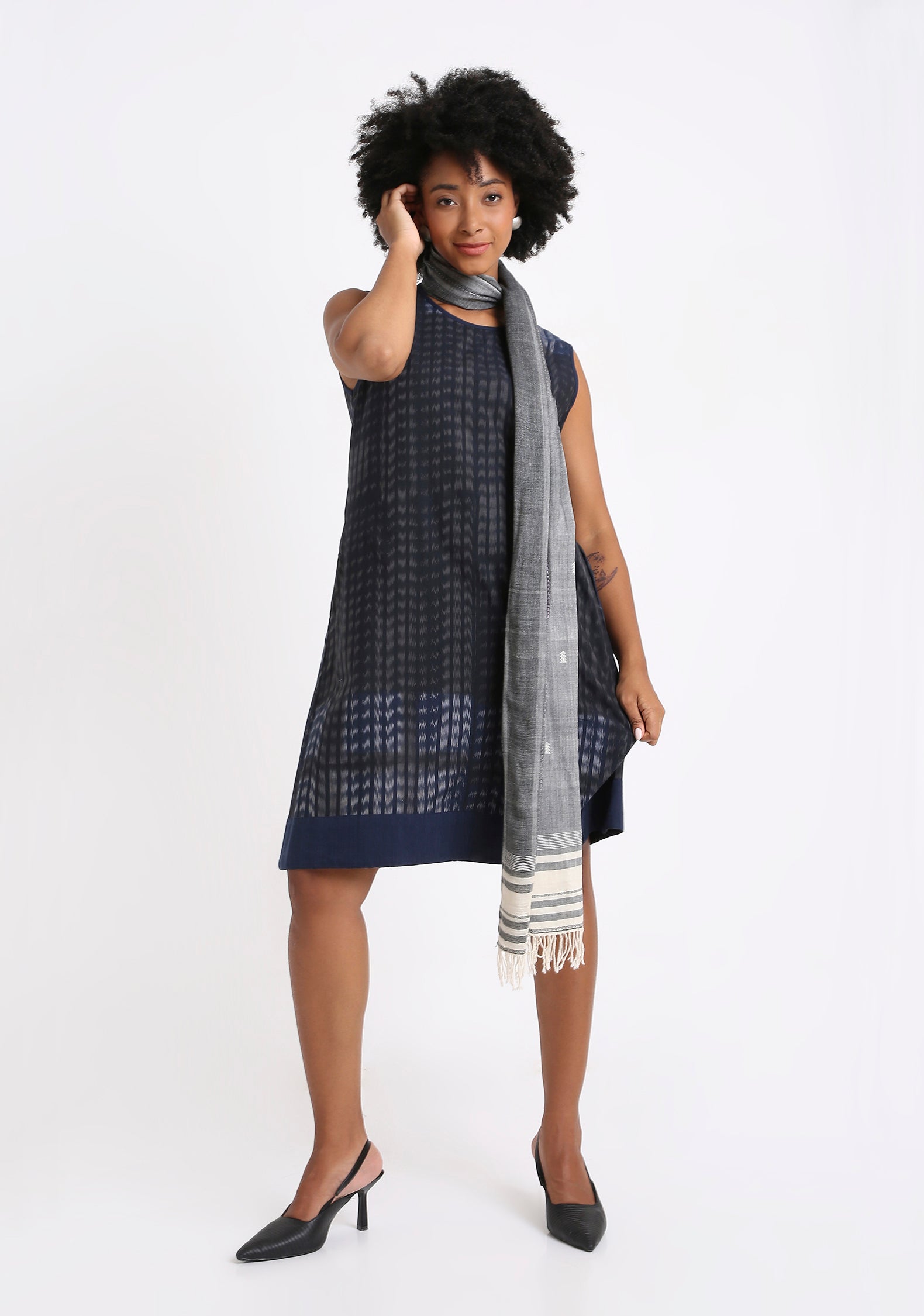 Handwoven Ikat Cotton Dress.