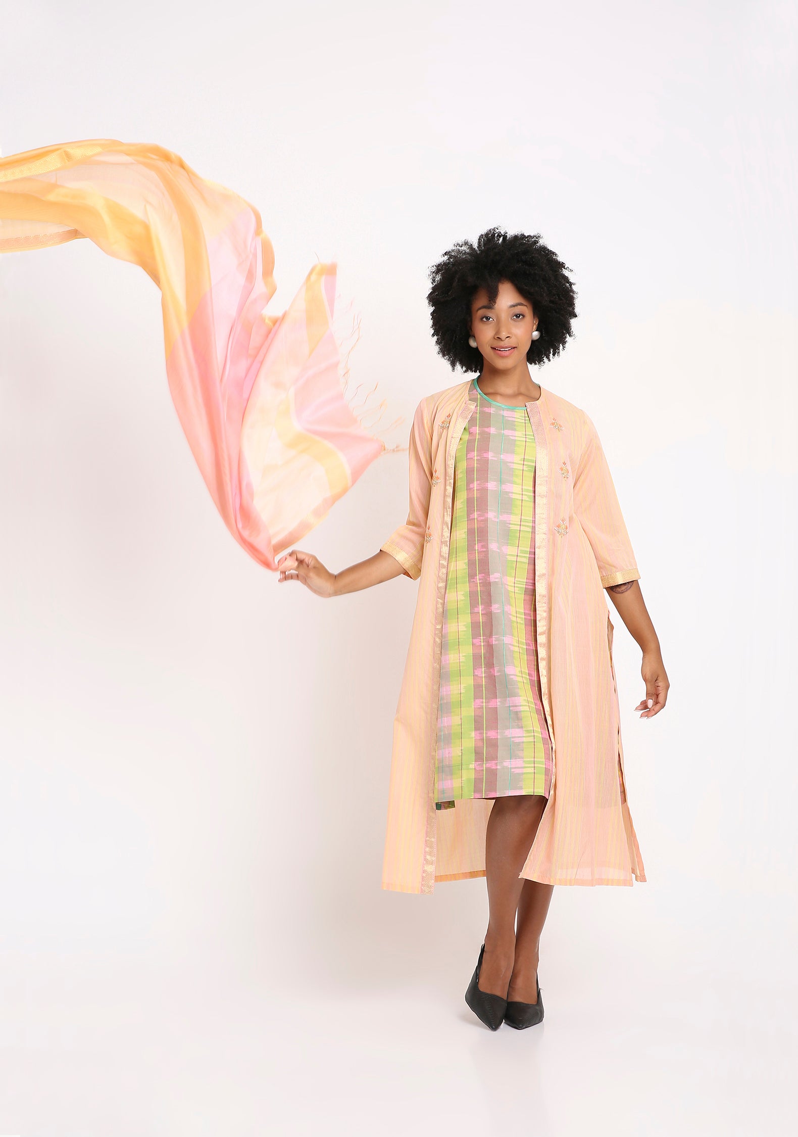 Handwoven Ikat Cotton Dress.