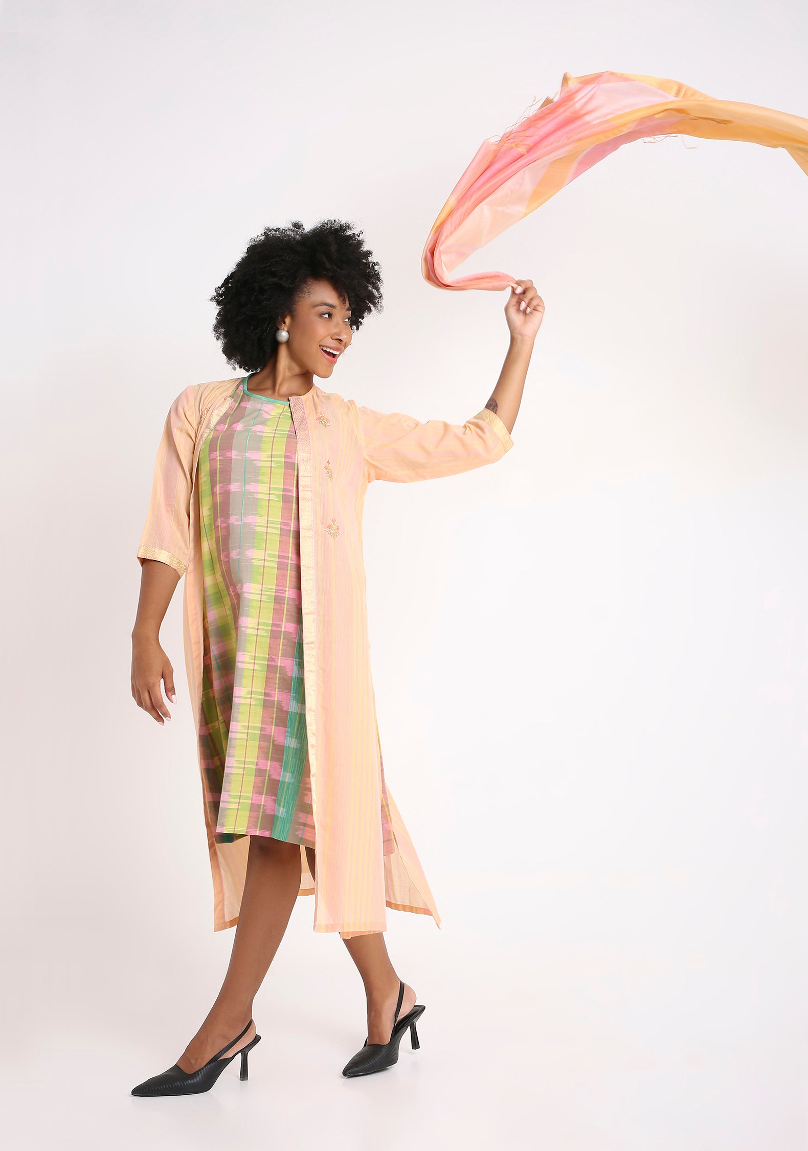 Handwoven Ikat Cotton Dress.