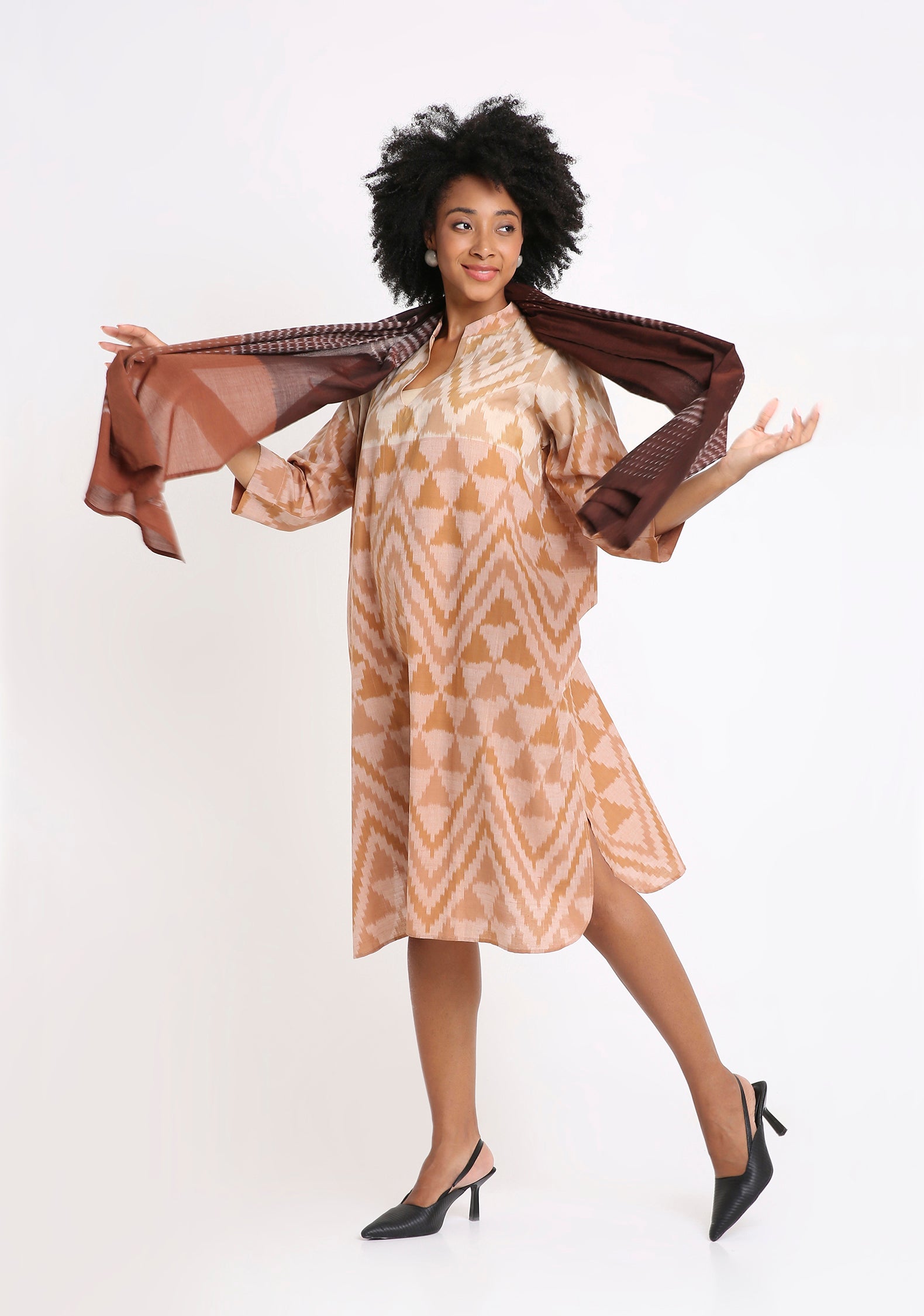 Handwoven Ikat Cotton Kurta.