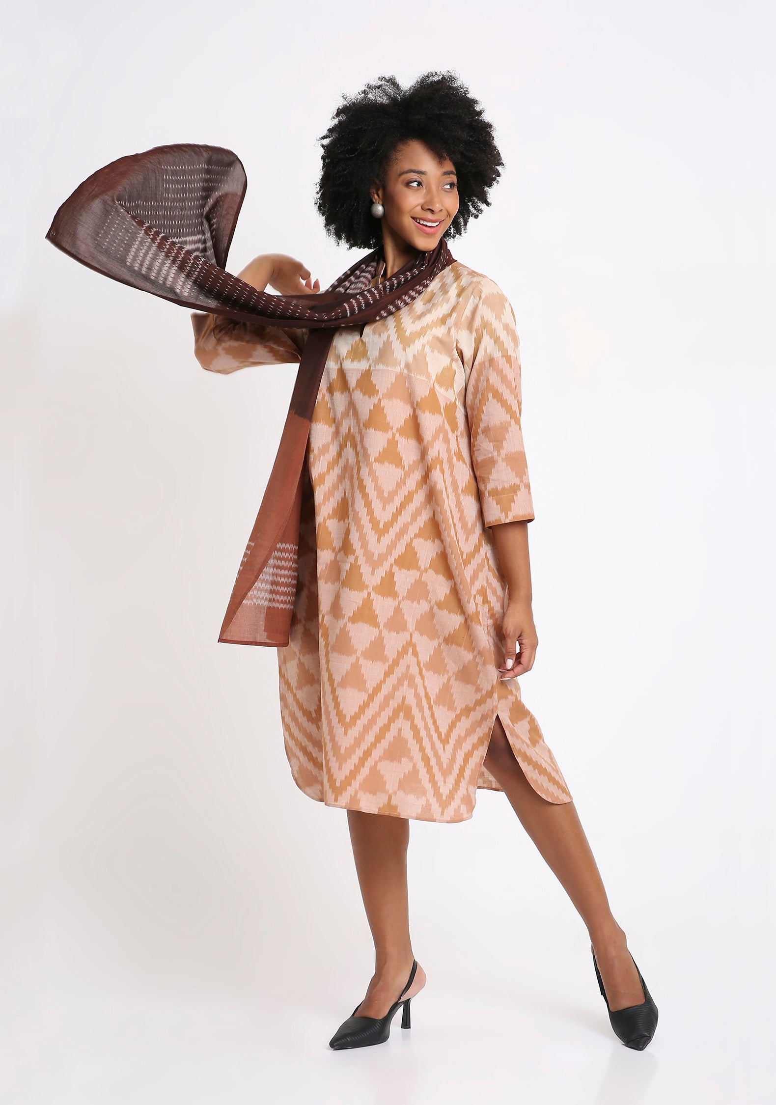 Handwoven Ikat Cotton Kurta.