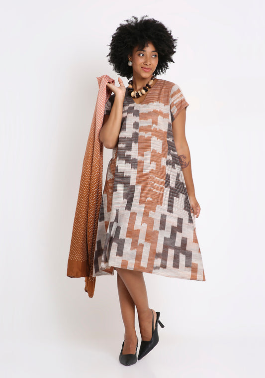 Handwoven Ikat Cotton Dress 1580
