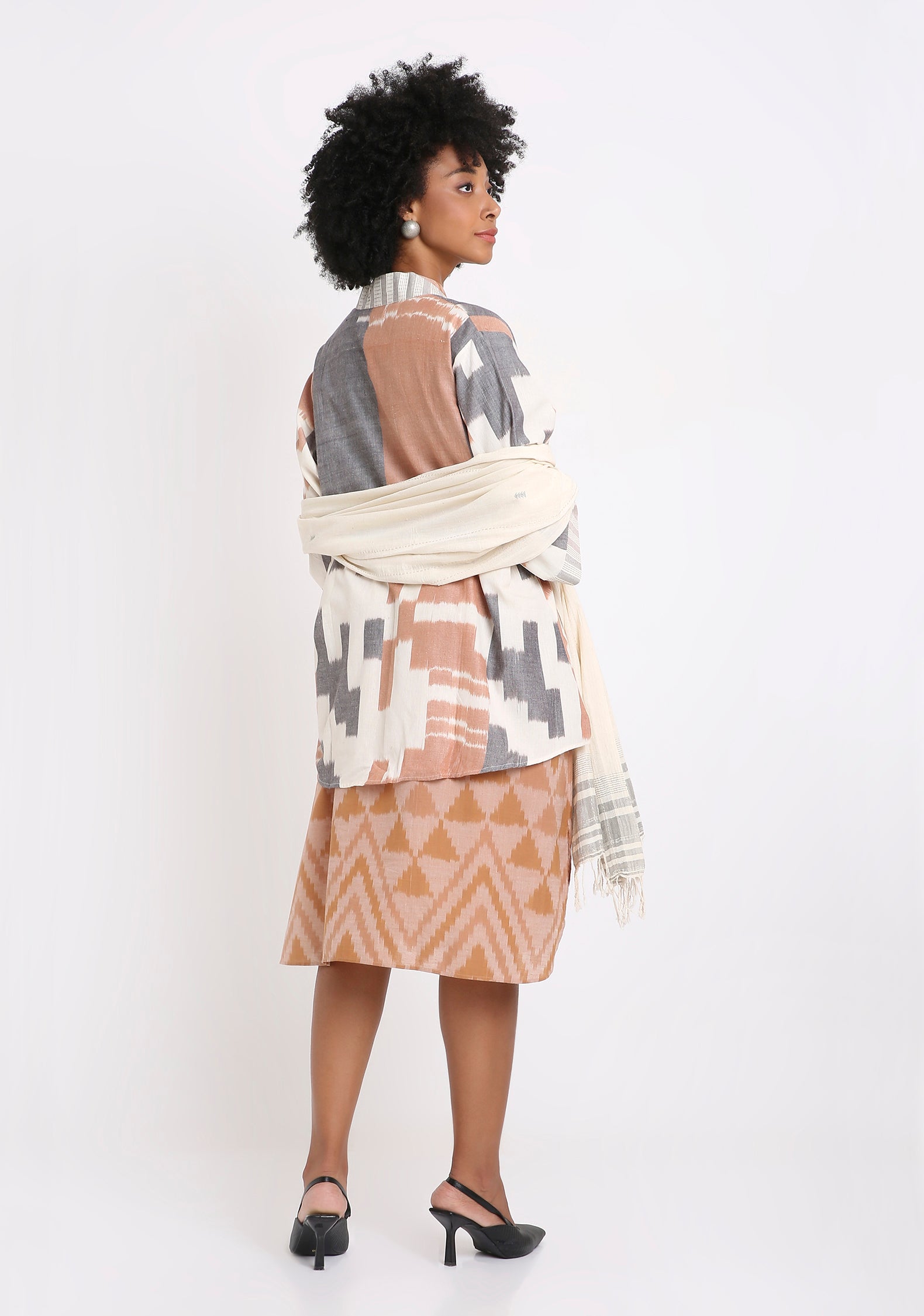 Handwoven Ikat Cotton Kurta.