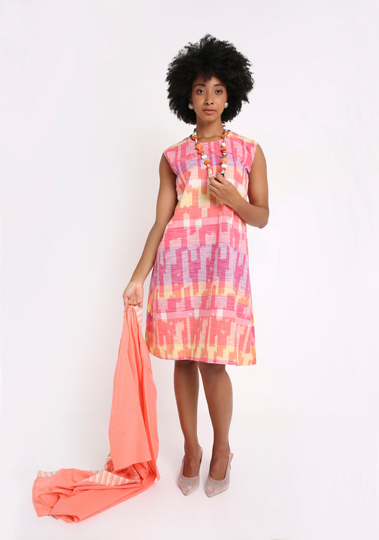 Handwoven Ikat Cotton Dress 1580
