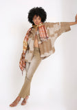 Handwoven Ikat Cotton Batwing Shirt.