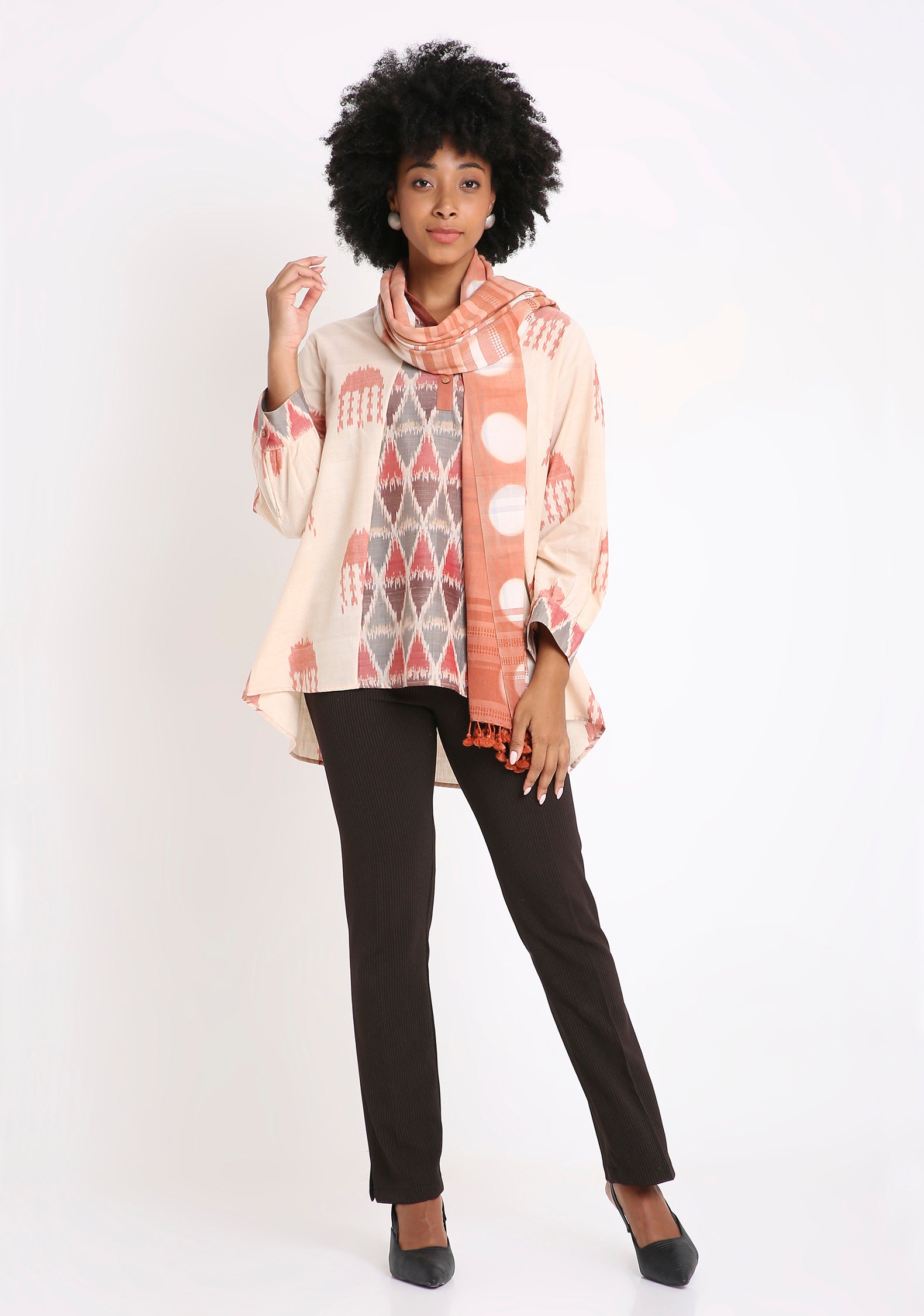 Handwoven Ikat Cotton Kurti.
