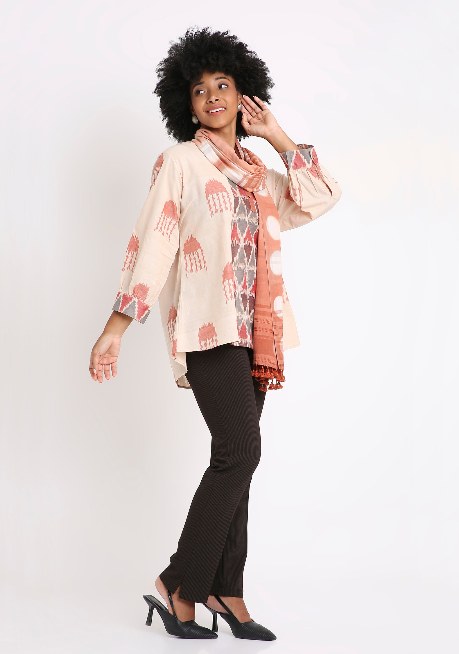 Handwoven Ikat Cotton Kurti.