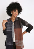 Handwoven Ikat Cotton Vneck Top.