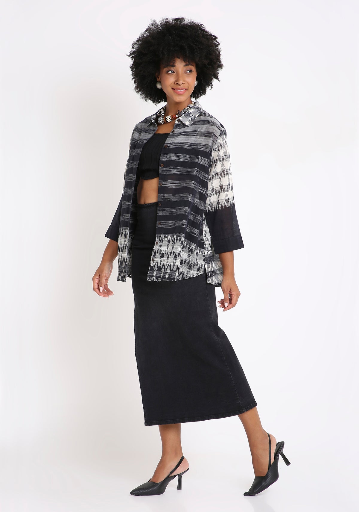 Handwoven Ikat Cotton Shirt.