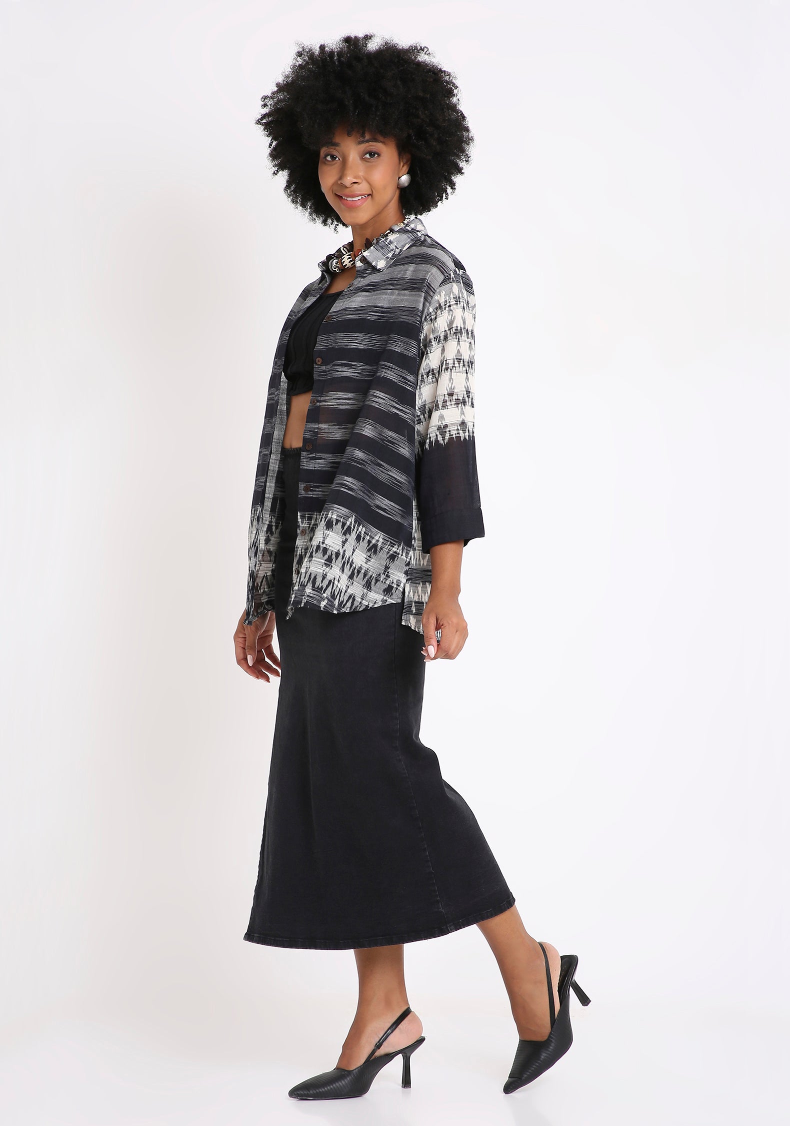 Handwoven Ikat Cotton Shirt.