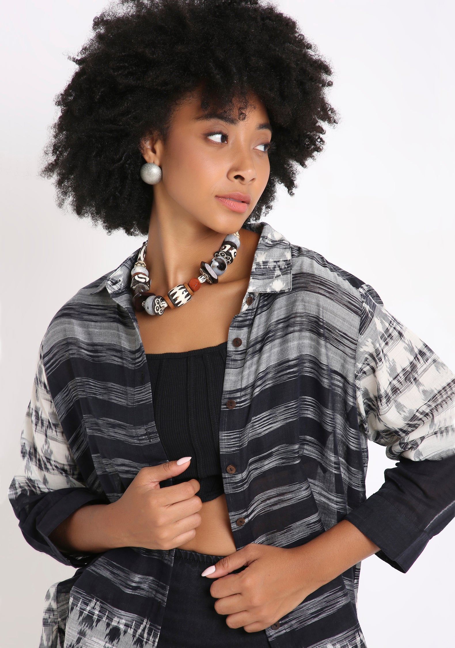 Handwoven Ikat Cotton Shirt.