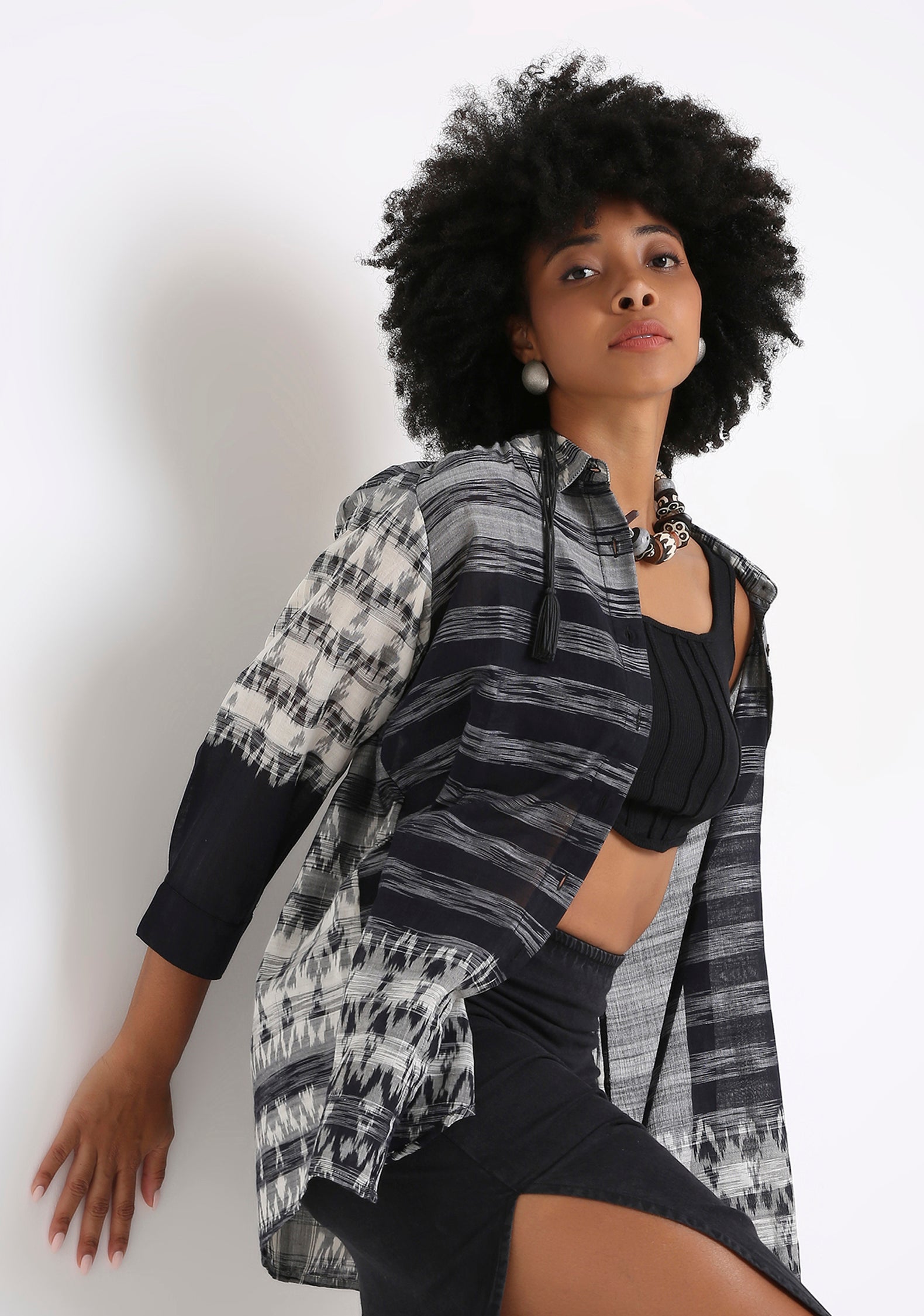 Handwoven Ikat Cotton Shirt.