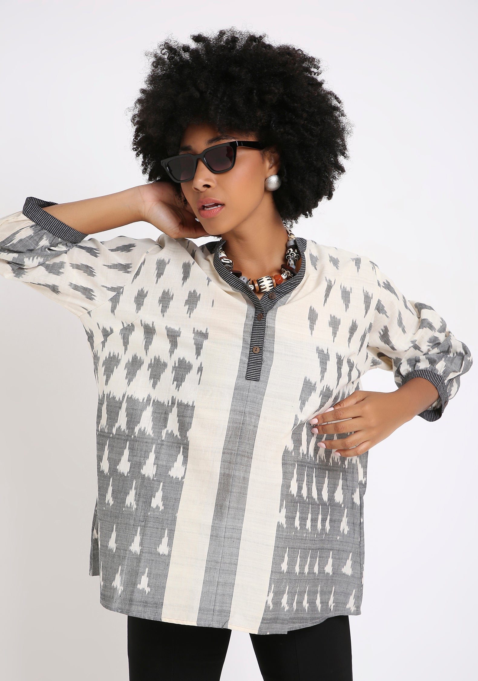 Handwoven Ikat Cotton KurtI.
