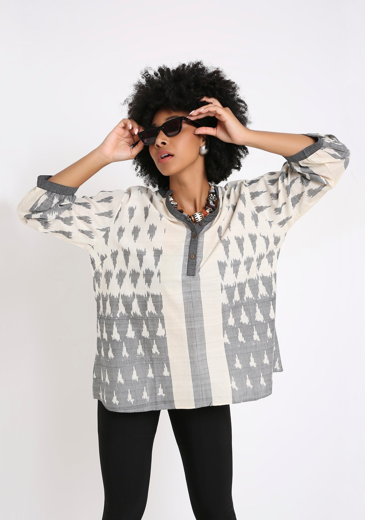 Handwoven Ikat Cotton KurtI.