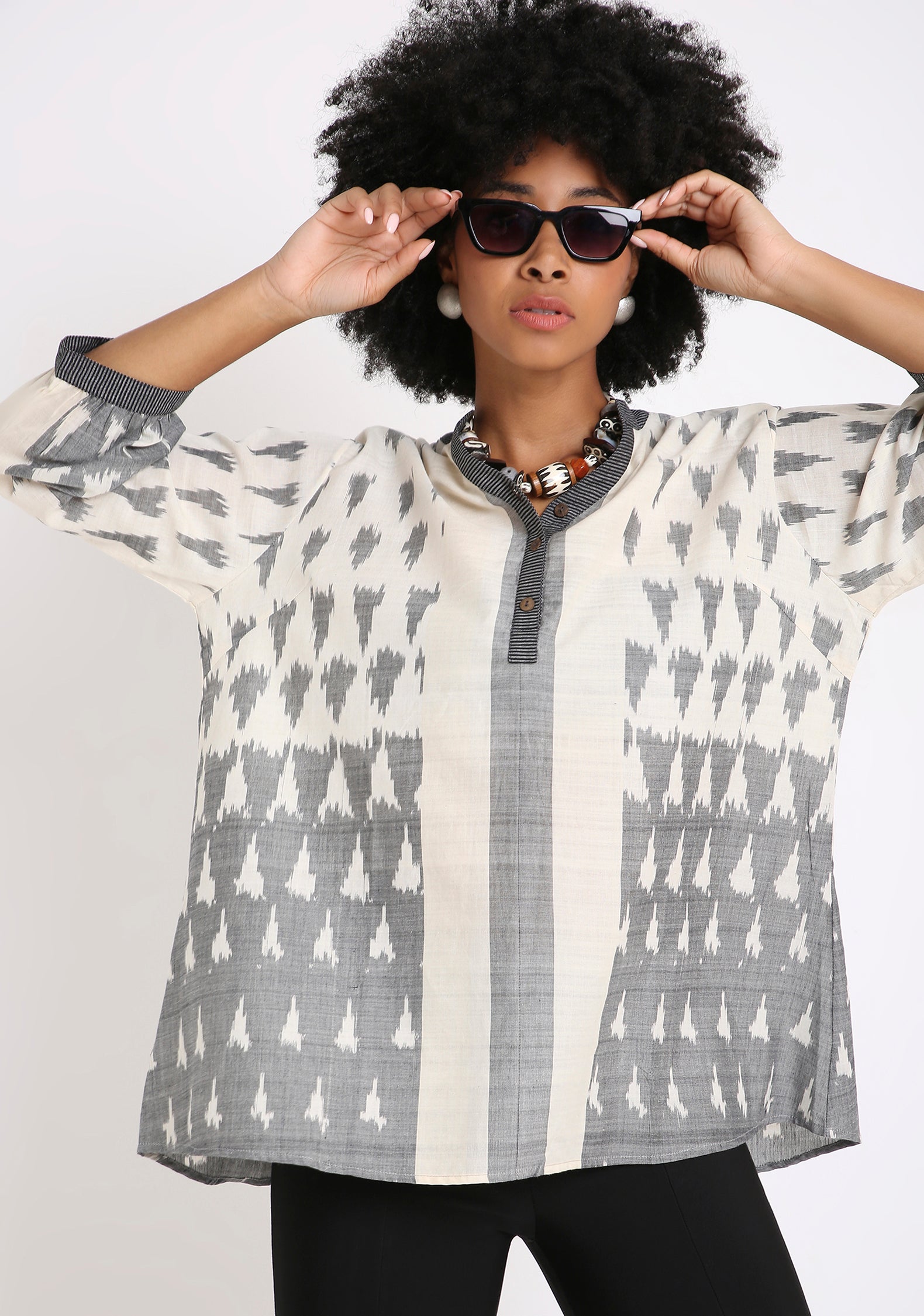 Handwoven Ikat Cotton KurtI.