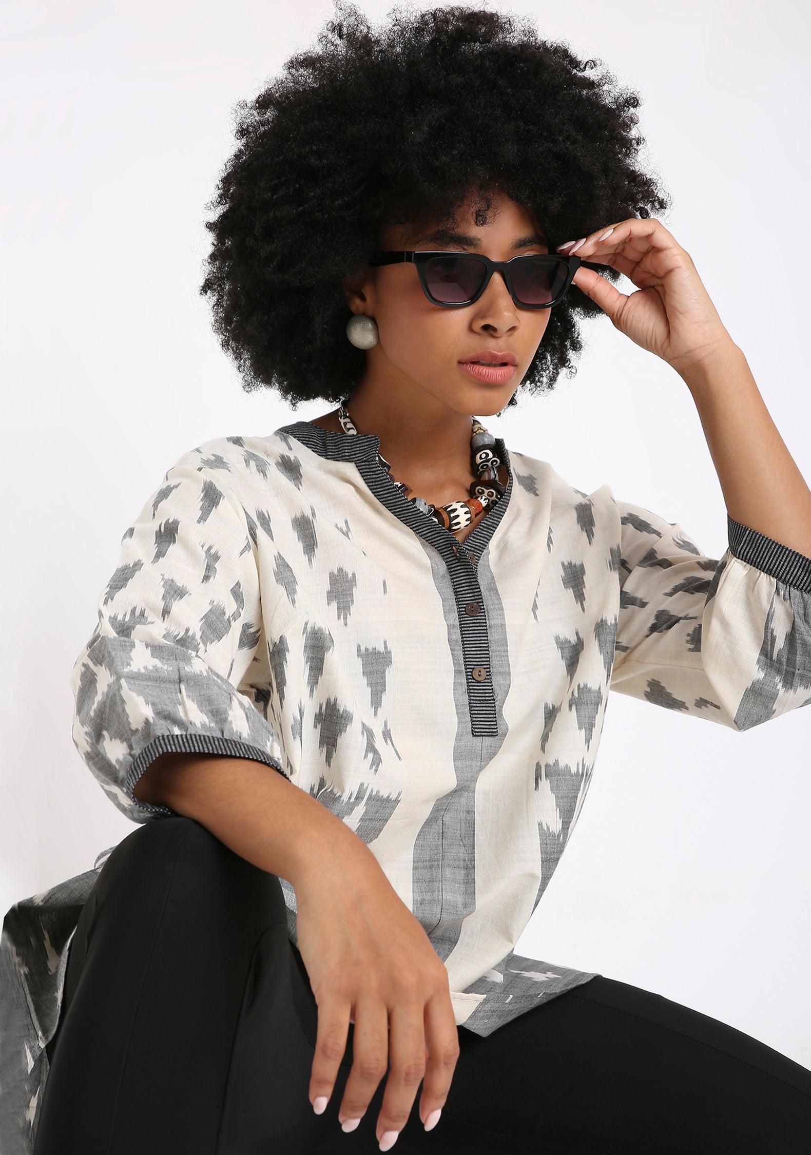 Handwoven Ikat Cotton KurtI.