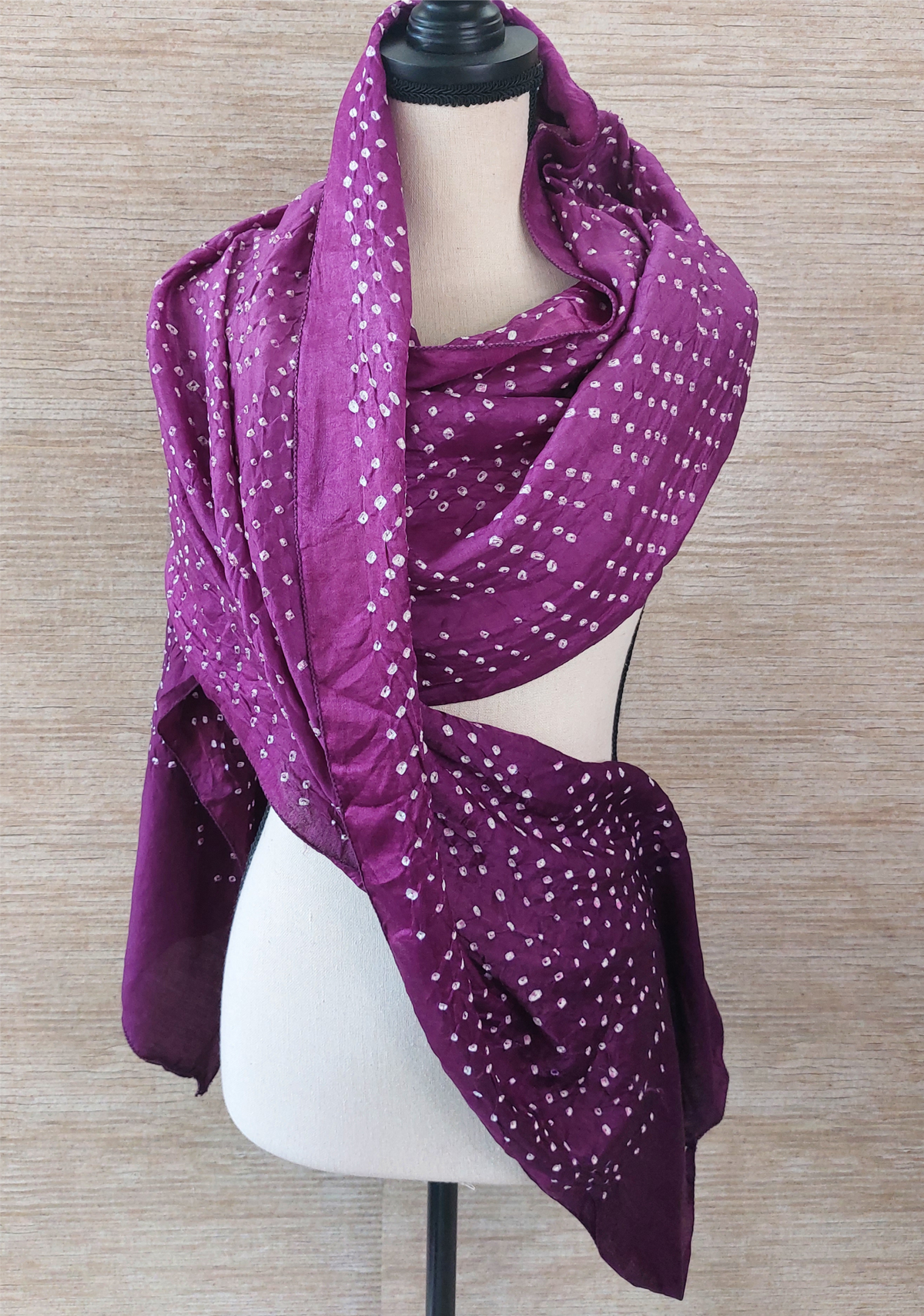 Gajji Silk Hand Tie Dyed Bandhani Stole